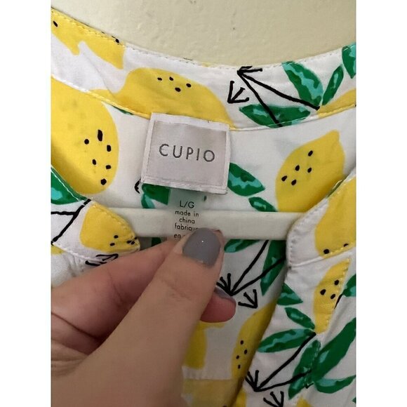 Cupio Sleeveless Lemon Print‎ Dress L/G Novelty Vaction Summer - Picture 7 of 11